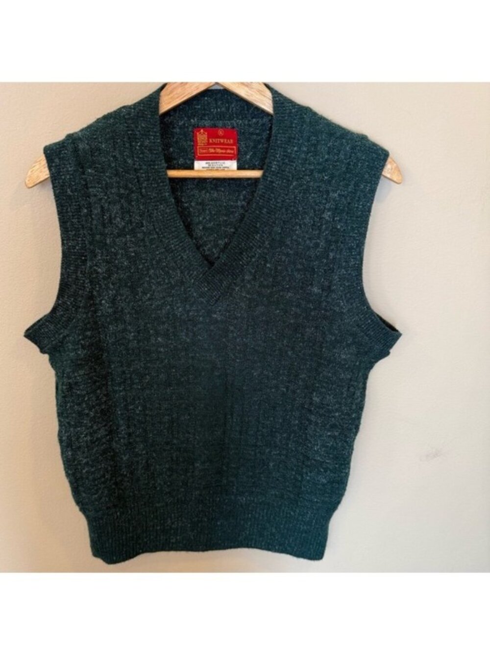 Vintage Sears Kings Road Knitwear Sweater Vest XL Green Union Made USA ILGWU